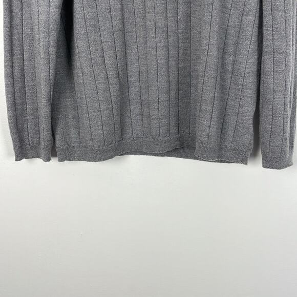 JF J. Ferrar men's long sleeve gray crew neck sweater pure merino wool sweater M - Picture 2 of 6